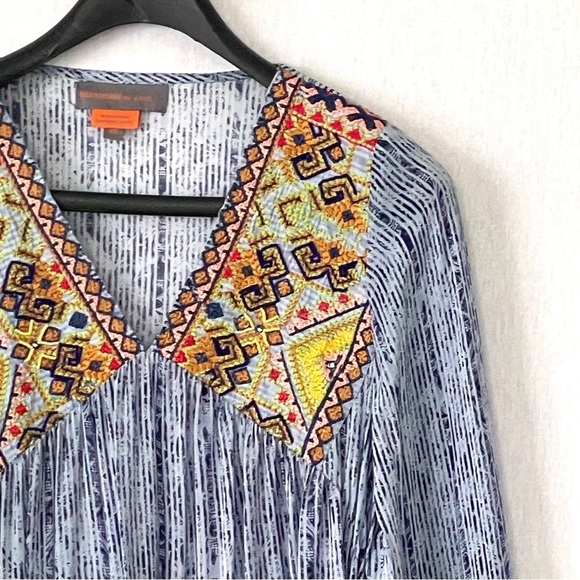 ⭐️Host Pick Anthropologie Bhanuni by Jyoti Celeste Blue Linne Embroidered Dress - Picture 6 of 12